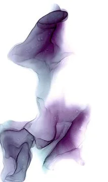 Set of abstract waved violet splashes with translucent emerald shining Stock Illustration