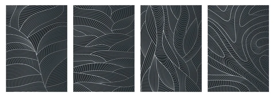 Set of abstract wavy backgrounds. Line pattern with waves texture Stock Illustration