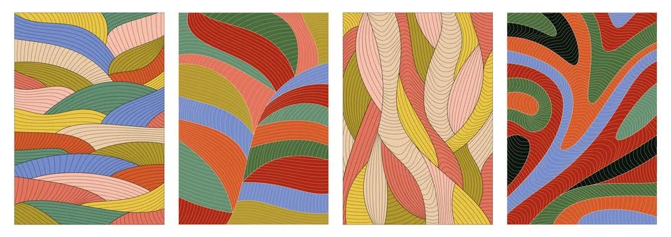 Set of abstract wavy backgrounds. Line pattern with waves texture Stock Illustration