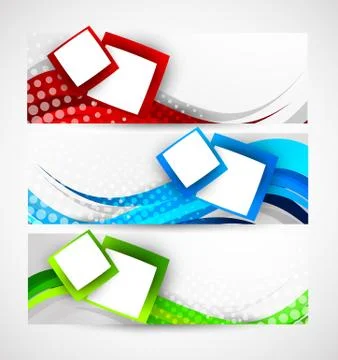 Set of abstract wavy banners Stock Illustration