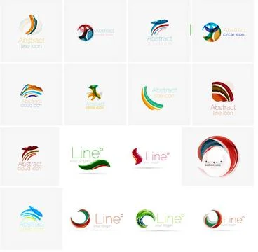 Set of abstract wavy elements. Circles, swirls and waves with copyspace for your イラスト素材