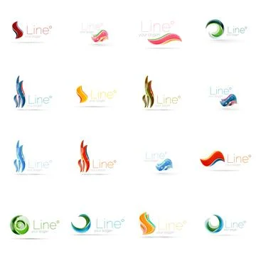 Set of abstract wavy elements. Circles, swirls and waves with copyspace for your Illustrazione stock