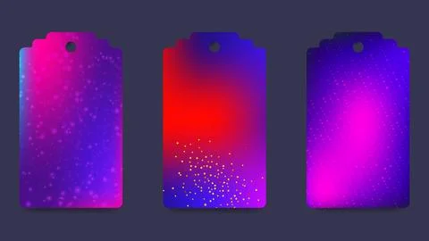 Set of abstract winter gift tags. Bright gradient in a festive palette. Seasonal Stock Illustration