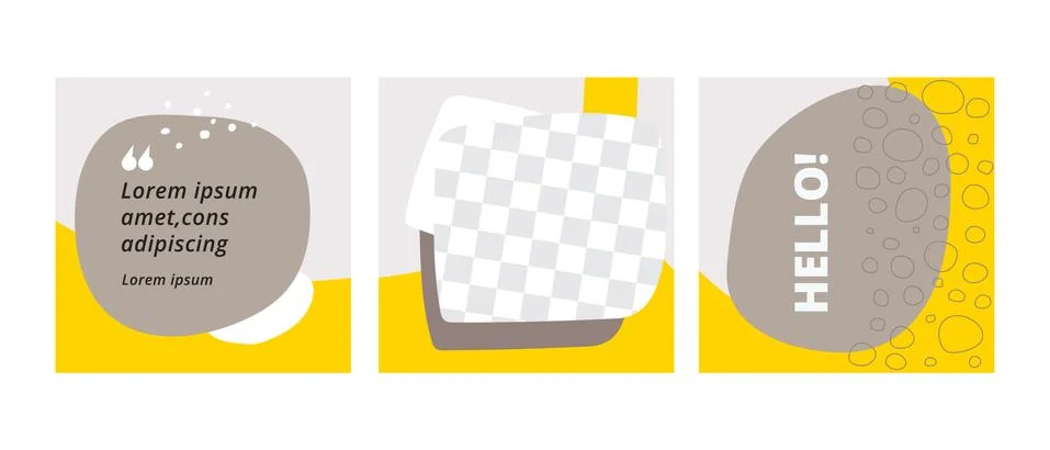 Set of abstract yellow grey backgrounds for social media posts. Simple layout Stock Illustration
