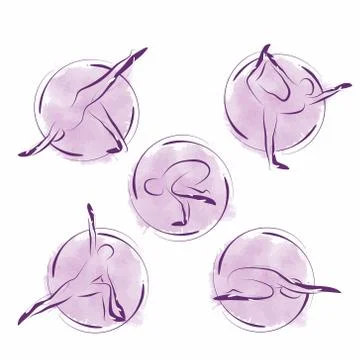 Set of abstract yoga poses Stock Illustration