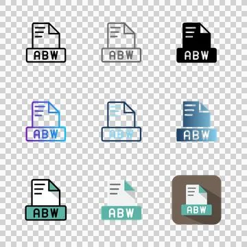 Set abw file format icons for digital purposes, extension, file type, document. イラスト素材