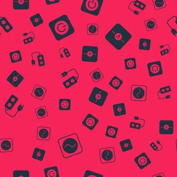 Set AC voltage source, Power button, Electric extension and Voltmeter on seam Illustrazione stock