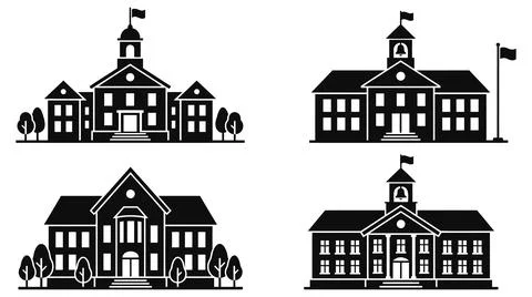 Set of academic building silhouettes Stock-Illustration
