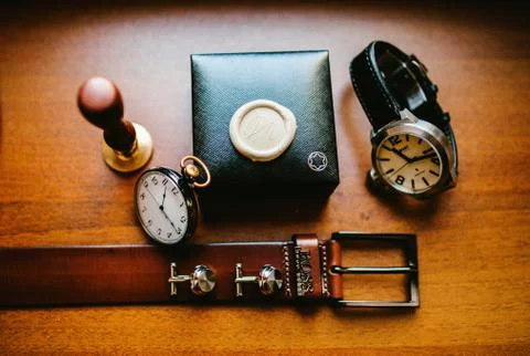 Set of accessories for the groom Stock Photos