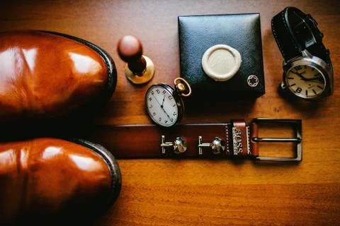 Set of accessories for the groom Stock Photos