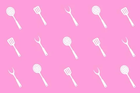 Set of accessories from the kitchen ladle spatula rolling pin fork spoon wood Stock Illustration