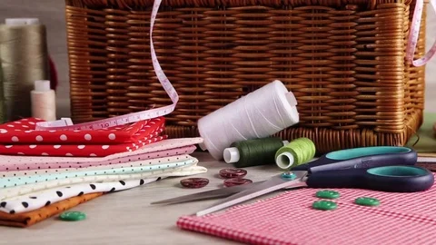 Set of accessories for sewing Stock Footage 73723357