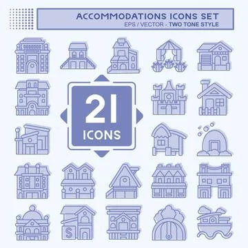 Set Accommodations . related to Building symbol. two tone style. simple des.. Ilustración de archivo