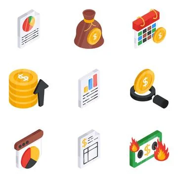 Set of Accounting Flat Icons Illustrazione stock