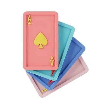 Set of Aces Playing Card Icon. 3d Rendering Stock Illustration
