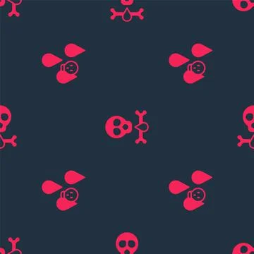 Set Acid rain and Bones and skull on seamless pattern. Vector Stock Illustration