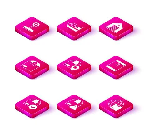 Set ackage box with check mark, Delivery security shield, Carton cardboard Stock Illustration