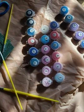 Set of Acrylic Paint Jars for Creative Projects Stock Photos