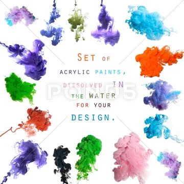 Set of acrylic paints, dissolved in the water for your design Stock Photos