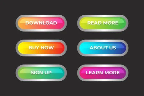 Set of action button download read buy about sign up and learn more. Stock Illustration