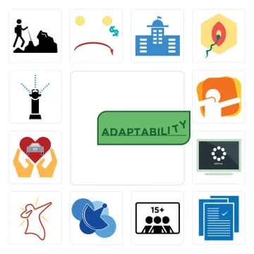 Set of adaptability, specification, number players, telecom, dab, buffering,  Free Stock Illustration
