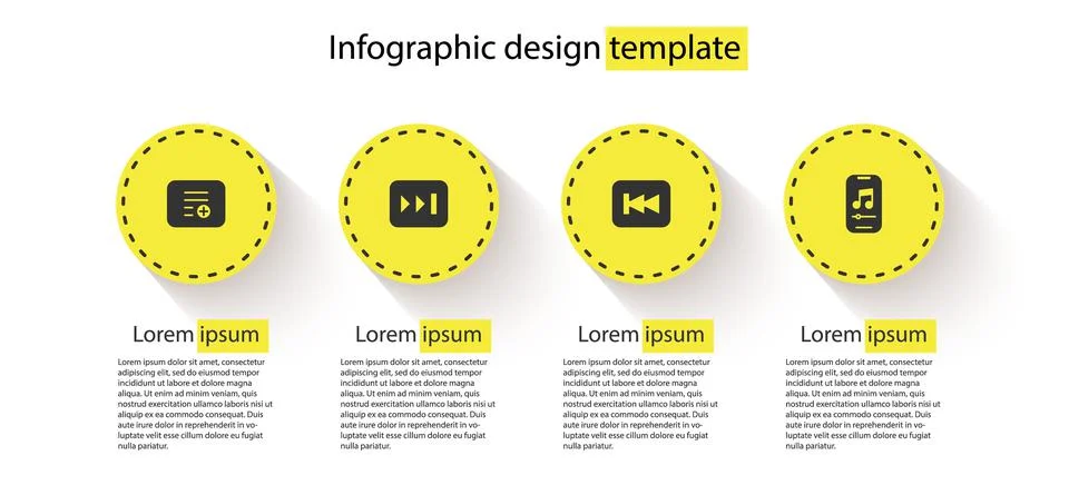 Set Add to playlist, Fast forward, Rewind button and Music player. Business i Illustrazione stock