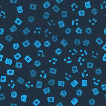 Set Add to playlist, Music note, tone, Prohibition video recording and Stop.. Stock Illustration