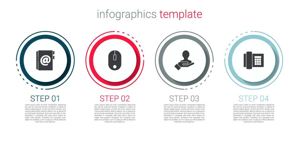 Set Address book, Computer mouse, Hand for search a people and Telephone Stock-Illustration