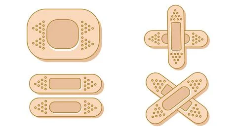 Set of adhesive plasters for first aid for wounds, operations and skin damage Stock Illustration