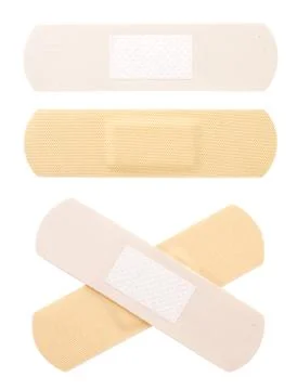 Set of adhesive plasters isolated on white background. The view from top Stock Photos
