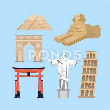 Set of adventure vacation travel destination explorer tourist Stock Illustration