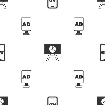 Set Advertising, Board with graph chart and on seamless pattern. Vector Illustrazione stock