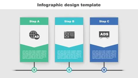 Set Advertising, Browser window and . Business infographic template. Vector Stockillustratie