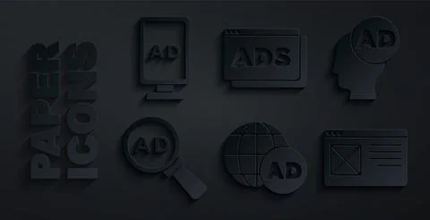 Set Advertising, Browser window, and icon. Vector Stock Illustration