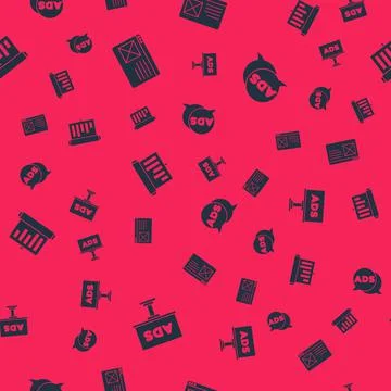 Set Advertising, Browser window, Board with graph chart and on seamless pattern Illustrazione stock