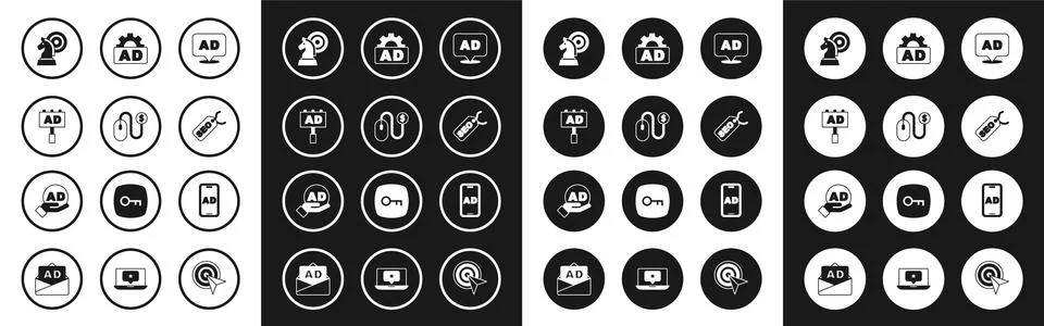 Set Advertising, Chess, SEO optimization, and icon. Vector Illustrazione stock