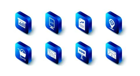 Set Advertising, Document with graph chart, Target sport, Website statistic Stockillustratie