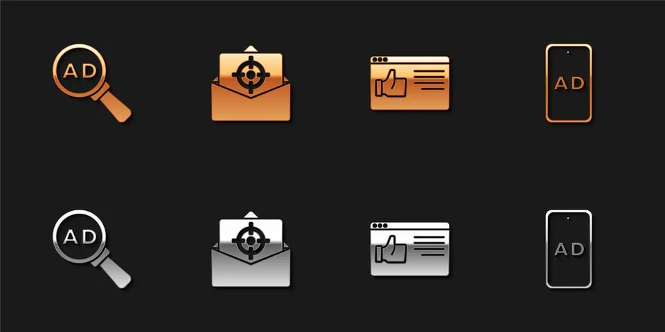 Set Advertising, Mail and e-mail, Browser window and icon. Vector イラスト素材