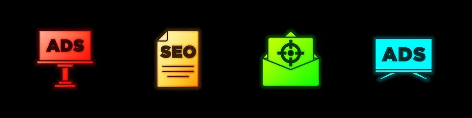 Set Advertising, SEO optimization, Mail and e-mail and icon. Vector イラスト素材