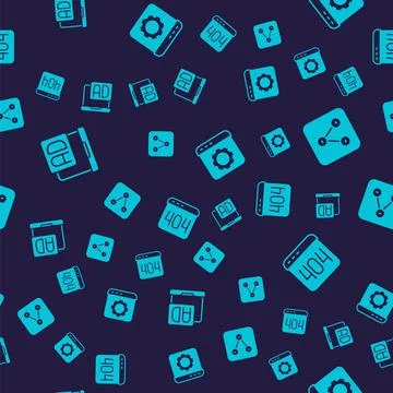 Set Advertising, Share, Browser setting and Page with 404 error on seamless Illustrazione stock