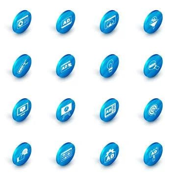 Set Advertising, Website statistic, Lead management, SEO optimization, Monitor Illustrazione stock