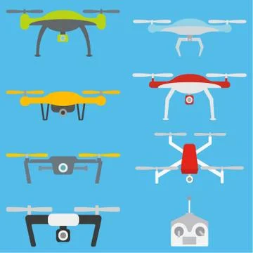 Set of aerial drones Illustrazione stock