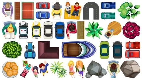 Set of aerial element city decorations isolated Ilustração Stock
