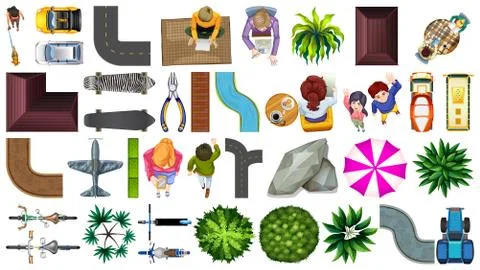 Set of aerial element house decorations isolated Ilustração Stock