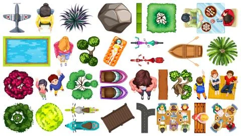 Set of aerial element house decorations isolated Ilustração Stock
