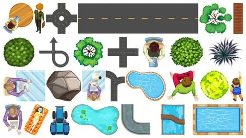 Set of aerial element house decorations isolated Ilustração Stock