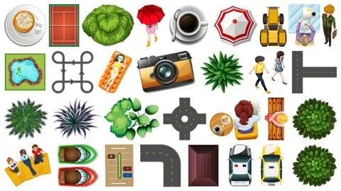 Set of aerial element house decorations isolated Ilustração Stock