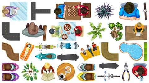 Set of aerial element house decorations isolated Ilustração Stock