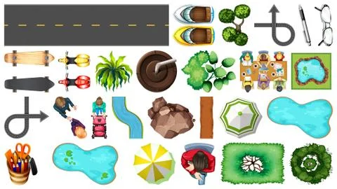 Set of aerial element house decorations isolated Ilustração Stock