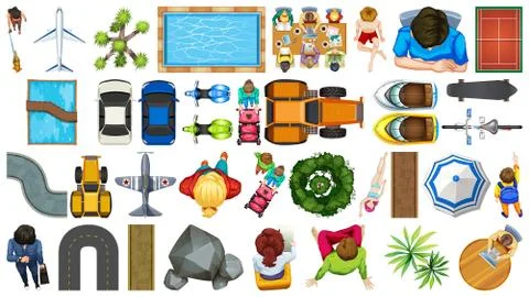 Set of aerial element house decorations isolated Ilustração Stock